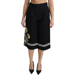 Black Lemon Embellished Palazzo Cropped Pants
