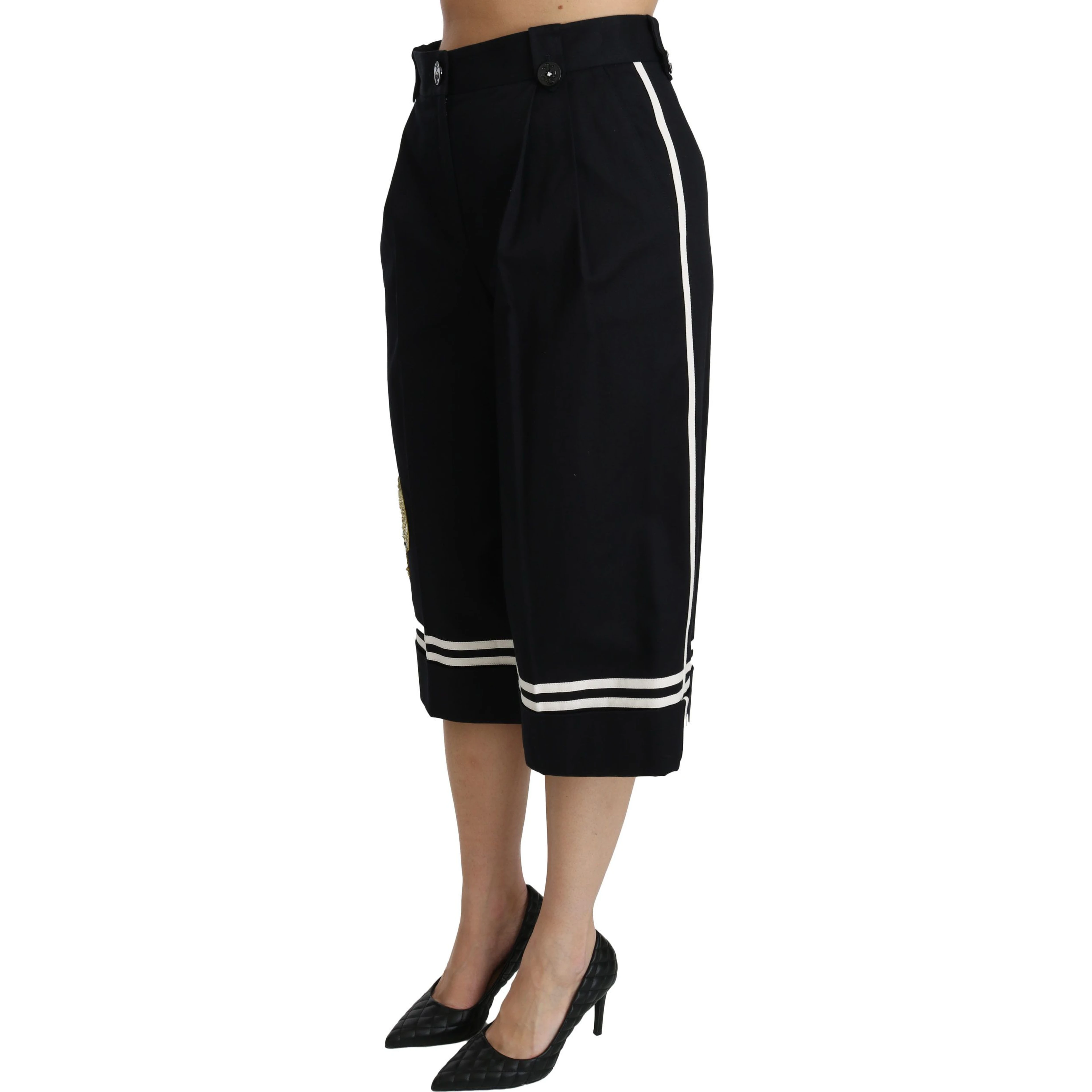 Black Lemon Embellished Palazzo Cropped Pants