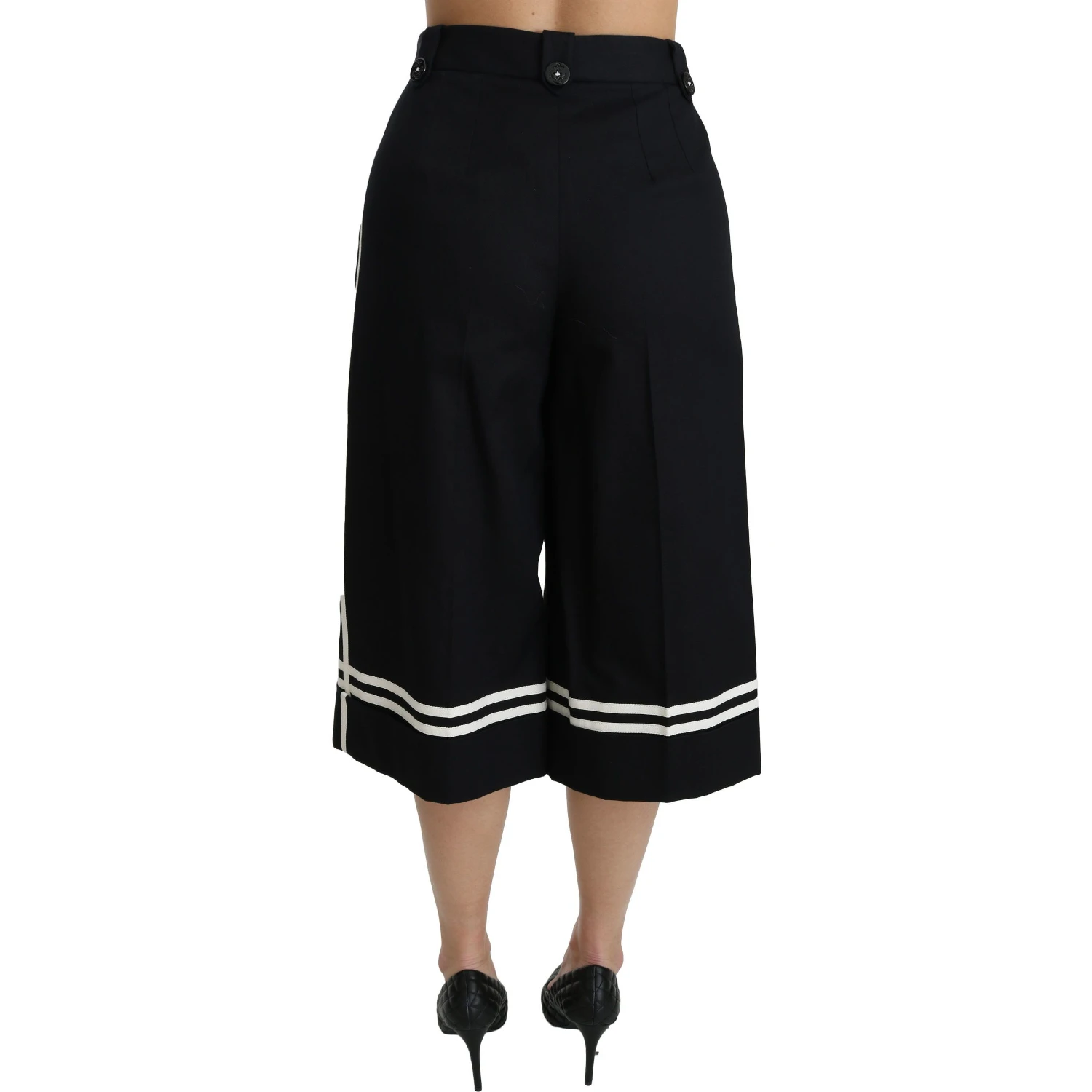 Black Lemon Embellished Palazzo Cropped Pants