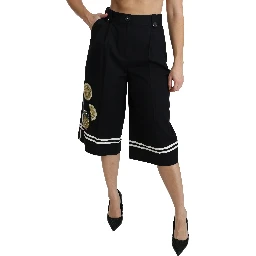 Black Lemon Embellished Palazzo Cropped Pants