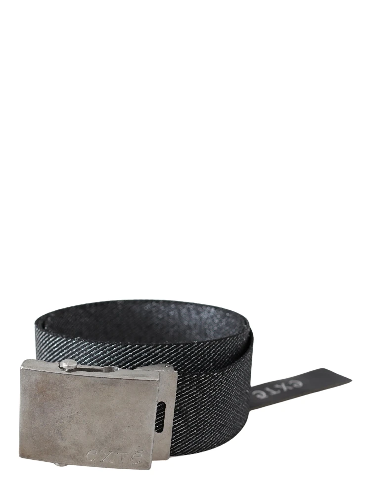 Black Silver Metal Brushed Buckle Waist Belt