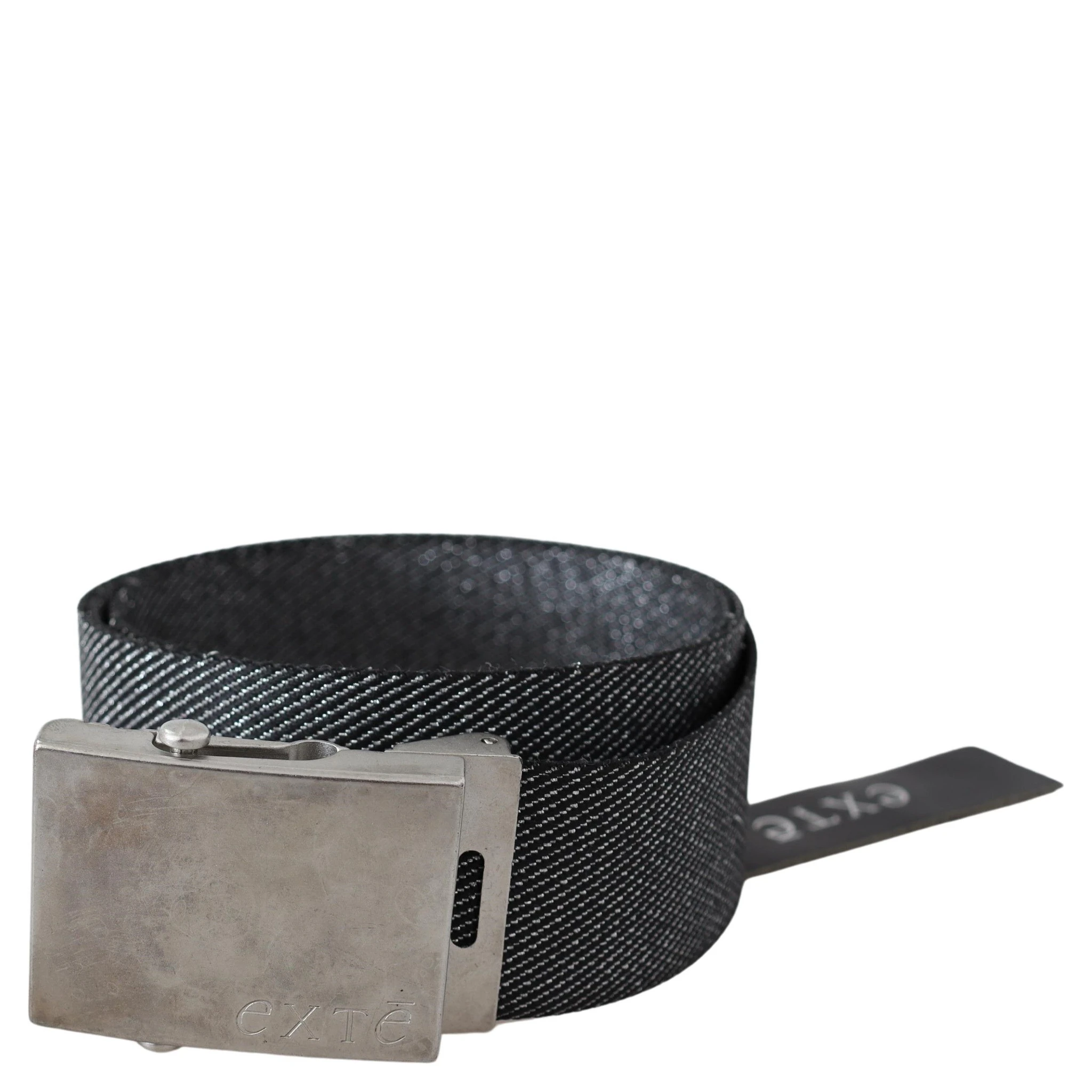 Black Silver Metal Brushed Buckle Waist Belt