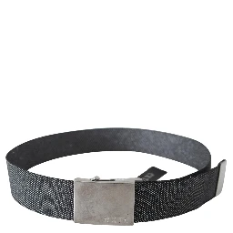 Black Silver Metal Brushed Buckle Waist Belt
