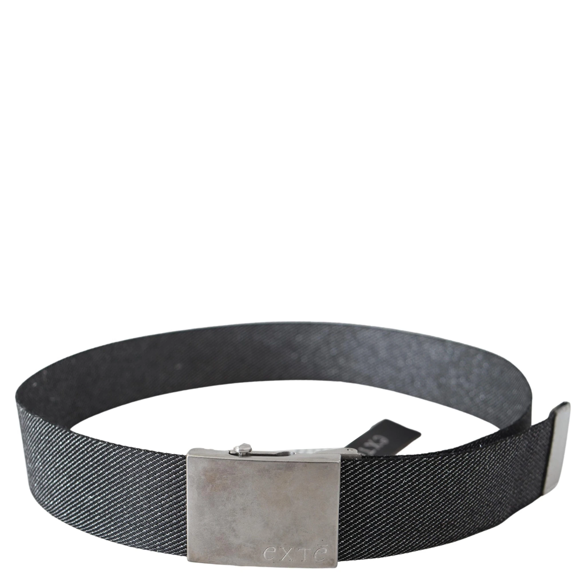 Black Silver Metal Brushed Buckle Waist Belt
