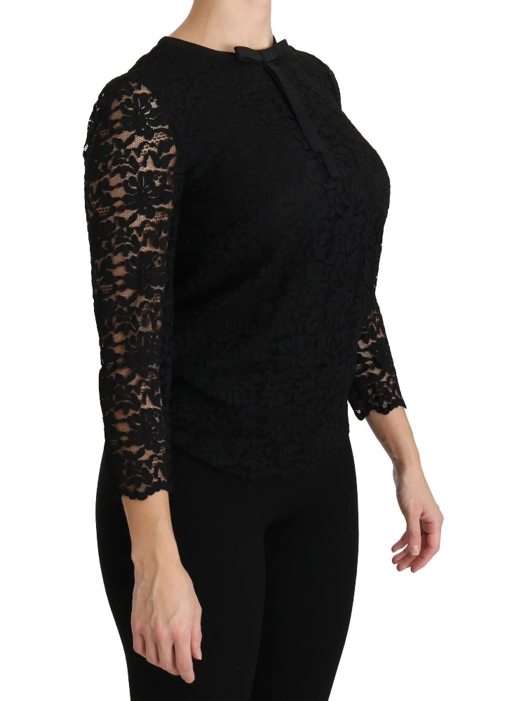 Black Lace Long Sleeve Nylon Blouse alternative