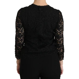 Black Lace Long Sleeve Nylon Blouse