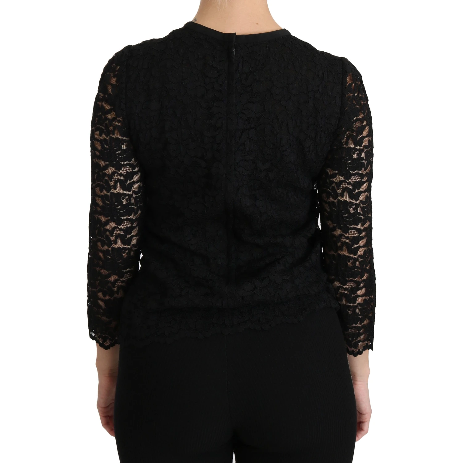 Black Lace Long Sleeve Nylon Blouse