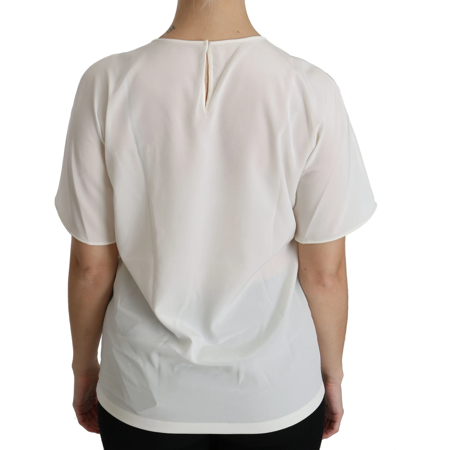 White #dgfamily Patch Short Sleeve Blouse Top