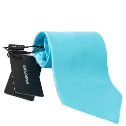 Light Blue Wide Mens Necktie Accessory 100% Silk Tie