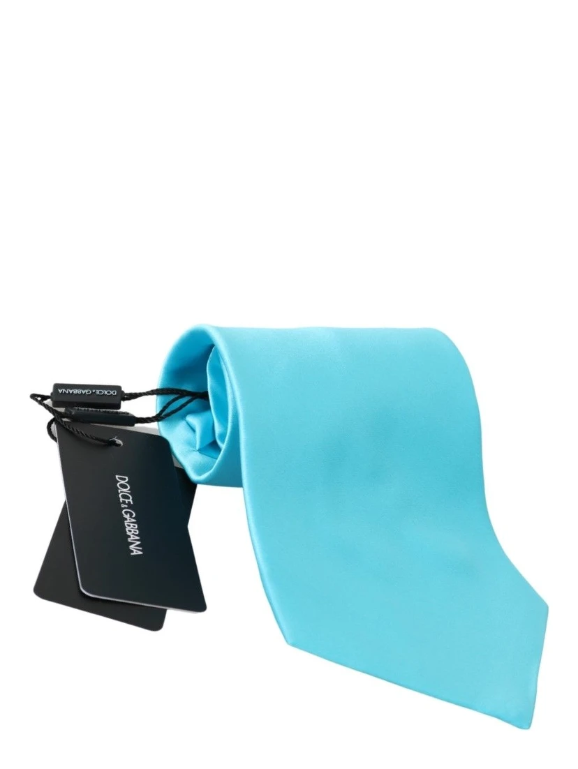 Light Blue Wide Mens Necktie Accessory 100% Silk Tie