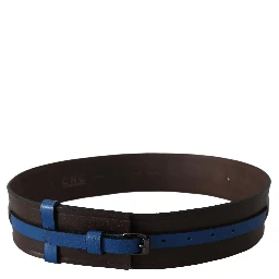 Brown Thin Blue Line Leather Buckle Belt