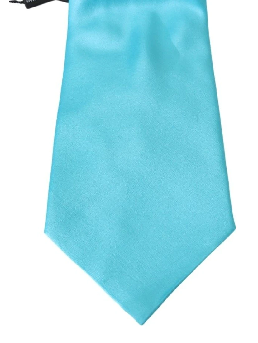 Light Blue Wide Mens Necktie Accessory 100% Silk Tie