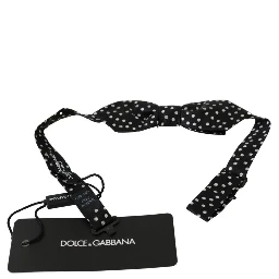 Black Polka Dots Mens Necktie Papillon 100% Silk Bow Tie