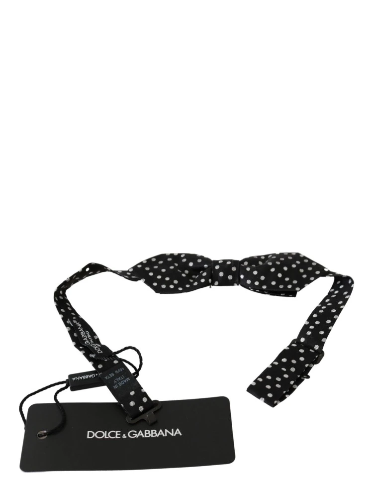 Black Polka Dots Mens Necktie Papillon 100% Silk Bow Tie