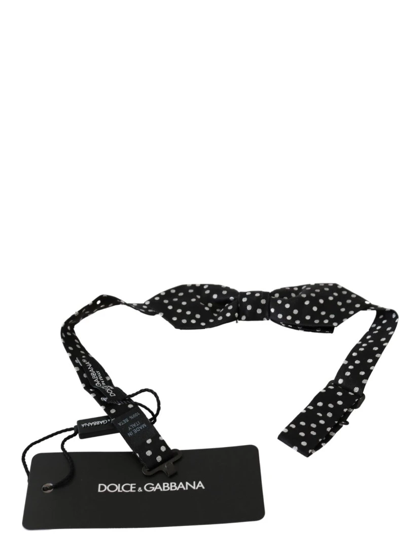 Black Polka Dots Mens Necktie Papillon 100% Silk Bow Tie