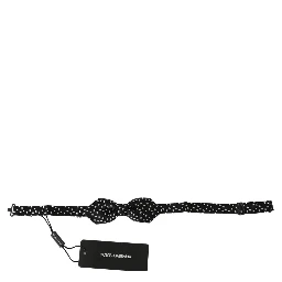 Black Polka Dots Mens Necktie Papillon 100% Silk Bow Tie