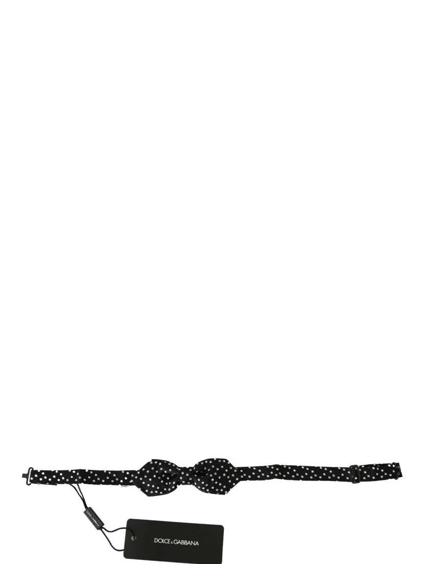 Black Polka Dots Mens Necktie Papillon 100% Silk Bow Tie