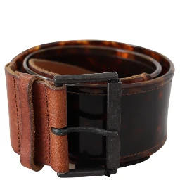 Dark Brown Leather Wide Buckle Belt