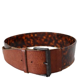 Dark Brown Leather Wide Buckle Belt
