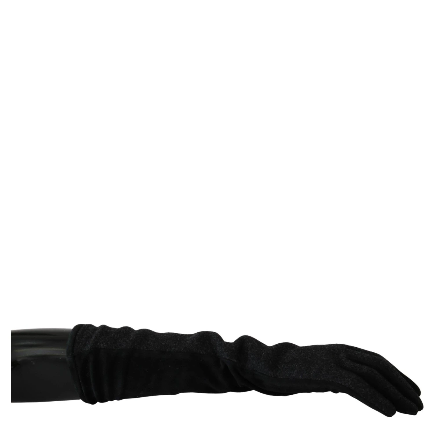 Black Gray Mid Arm Length Mittens Wool  Gloves