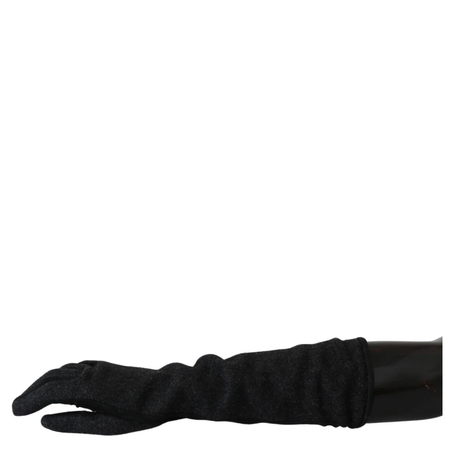 Black Gray Mid Arm Length Mittens Wool  Gloves