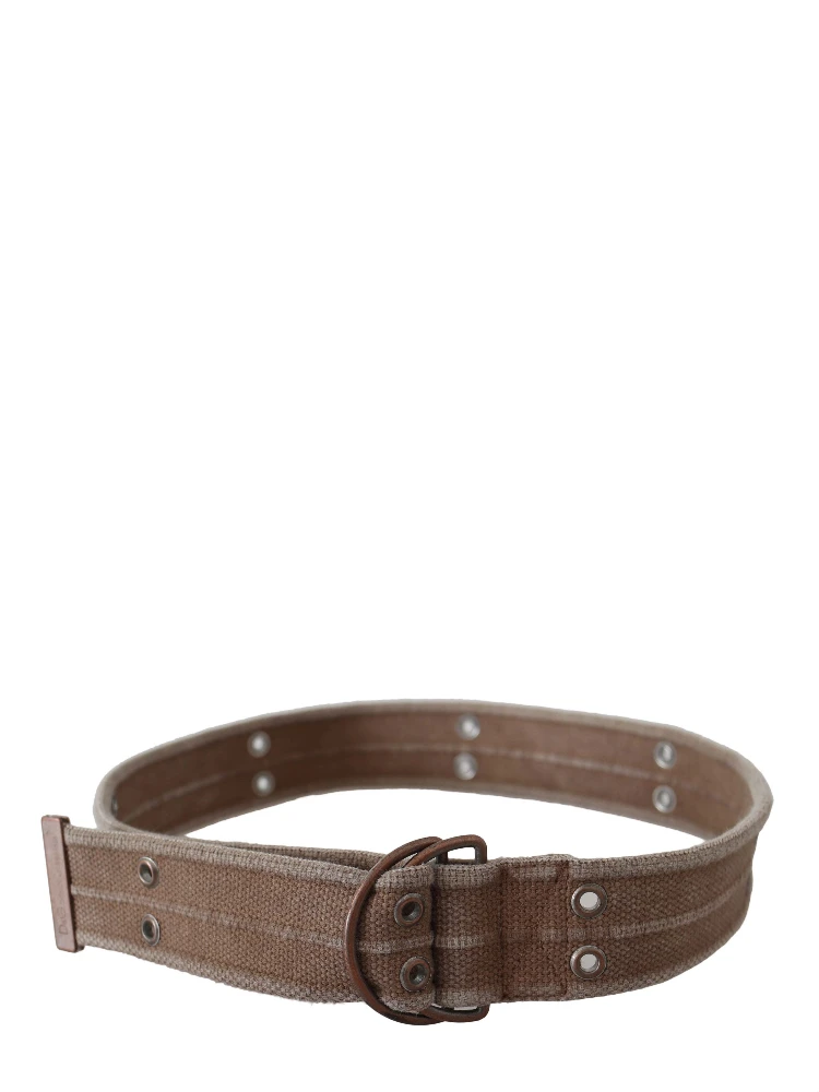 Beige Leather Logo Belt Sling Cintura Buckle Belt