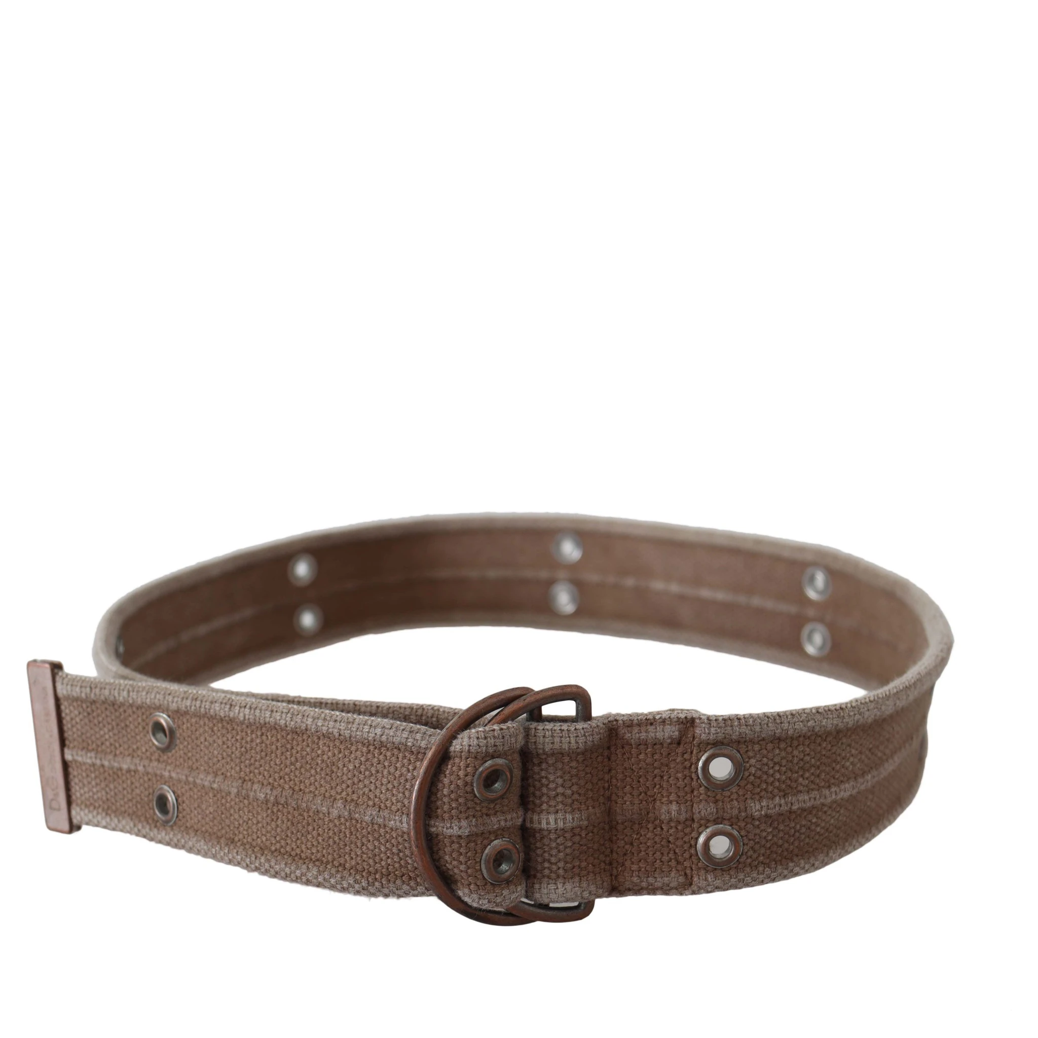 Beige Leather Logo Belt Sling Cintura Buckle Belt