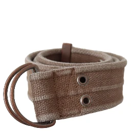 Beige Leather Logo Belt Sling Cintura Buckle Belt