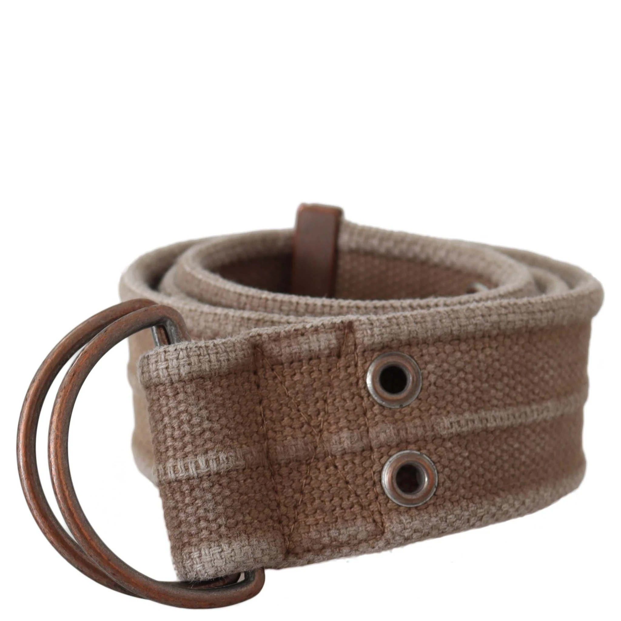 Beige Leather Logo Belt Sling Cintura Buckle Belt