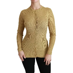 Gold Long Sleeve Cardigan Viscose Sweater