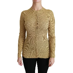 Gold Long Sleeve Cardigan Viscose Sweater