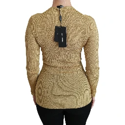 Gold Long Sleeve Cardigan Viscose Sweater