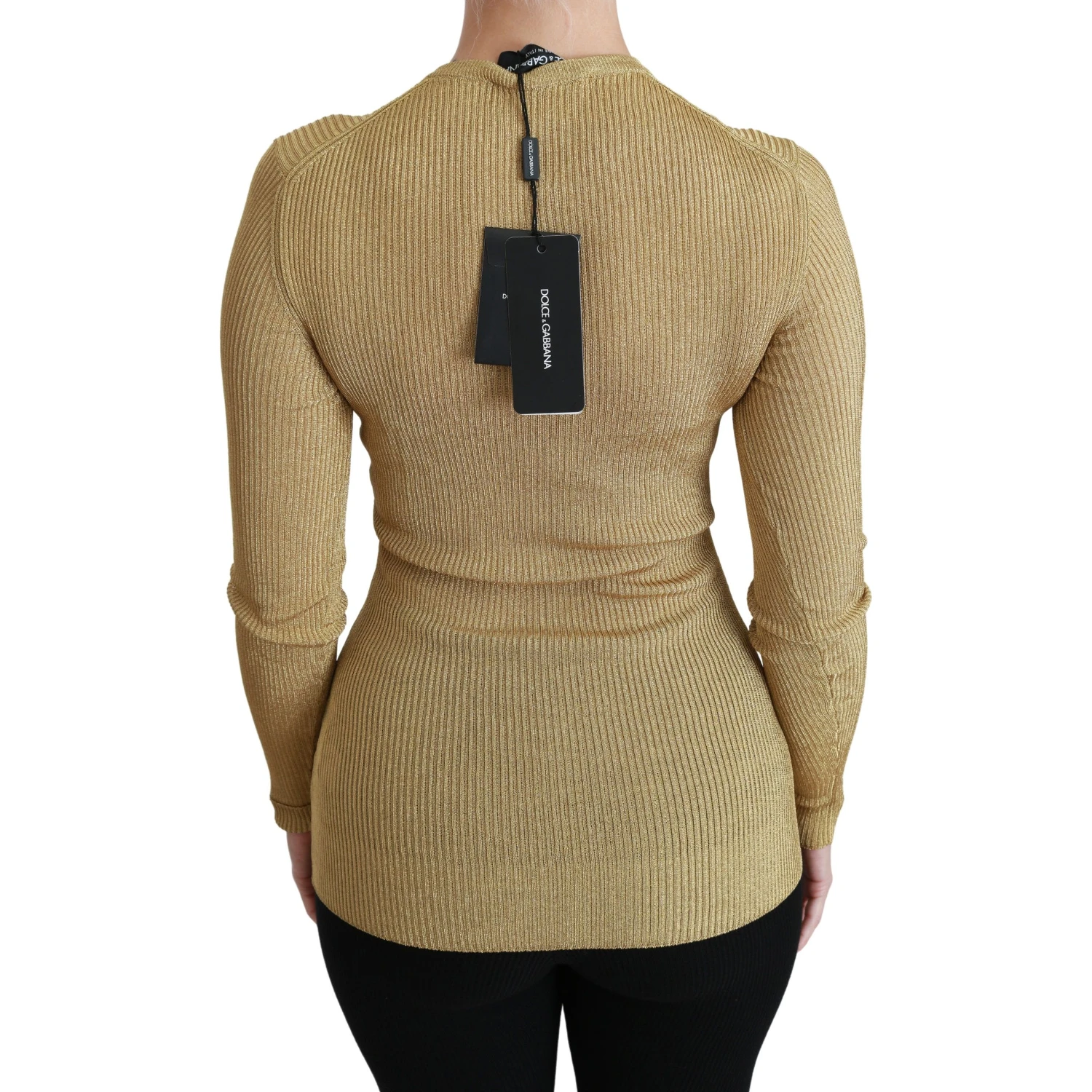 Gold Long Sleeve Cardigan Viscose Sweater