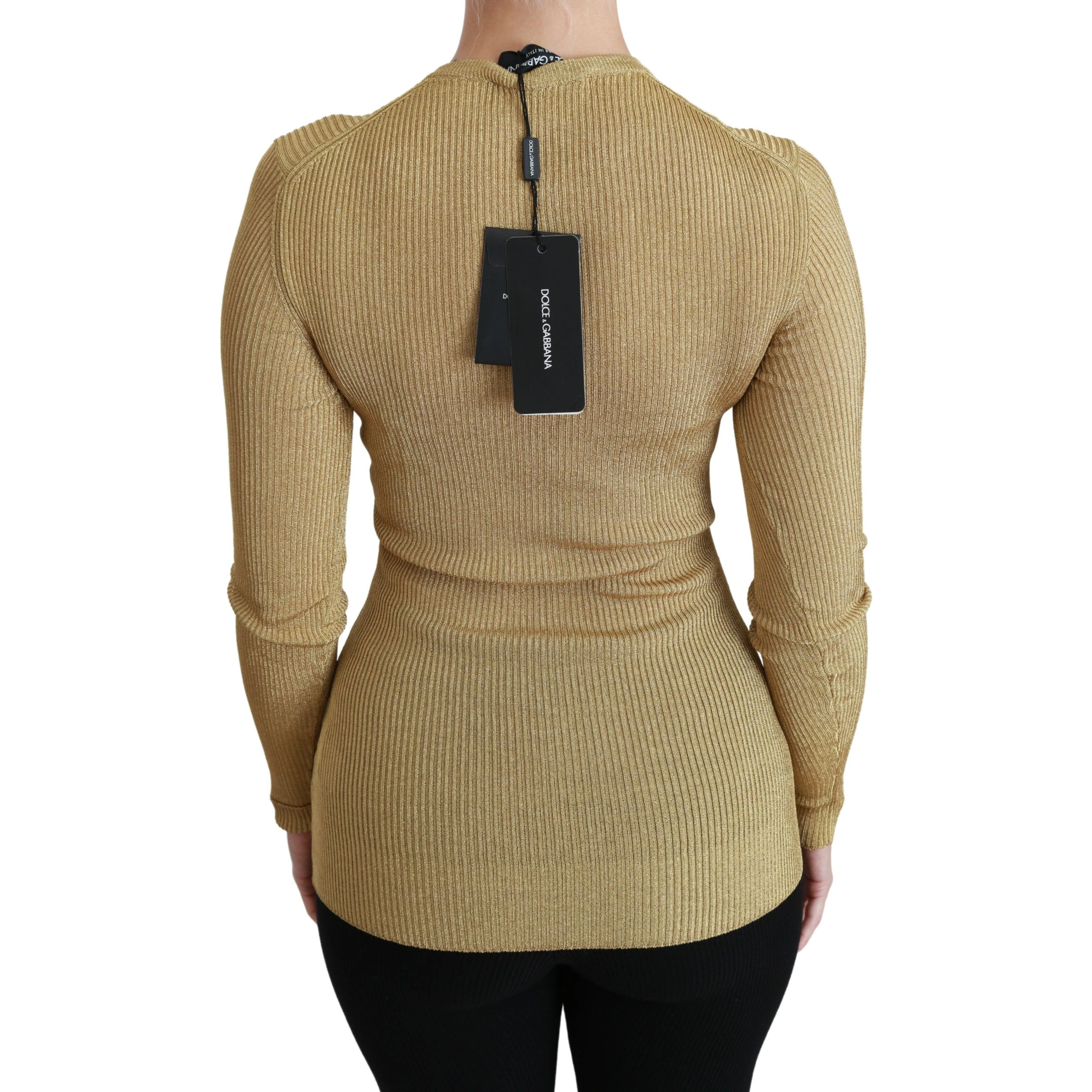 Gold Long Sleeve Cardigan Viscose Sweater
