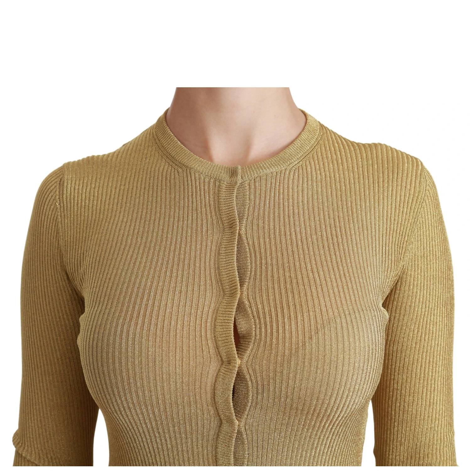 Gold Long Sleeve Cardigan Viscose Sweater