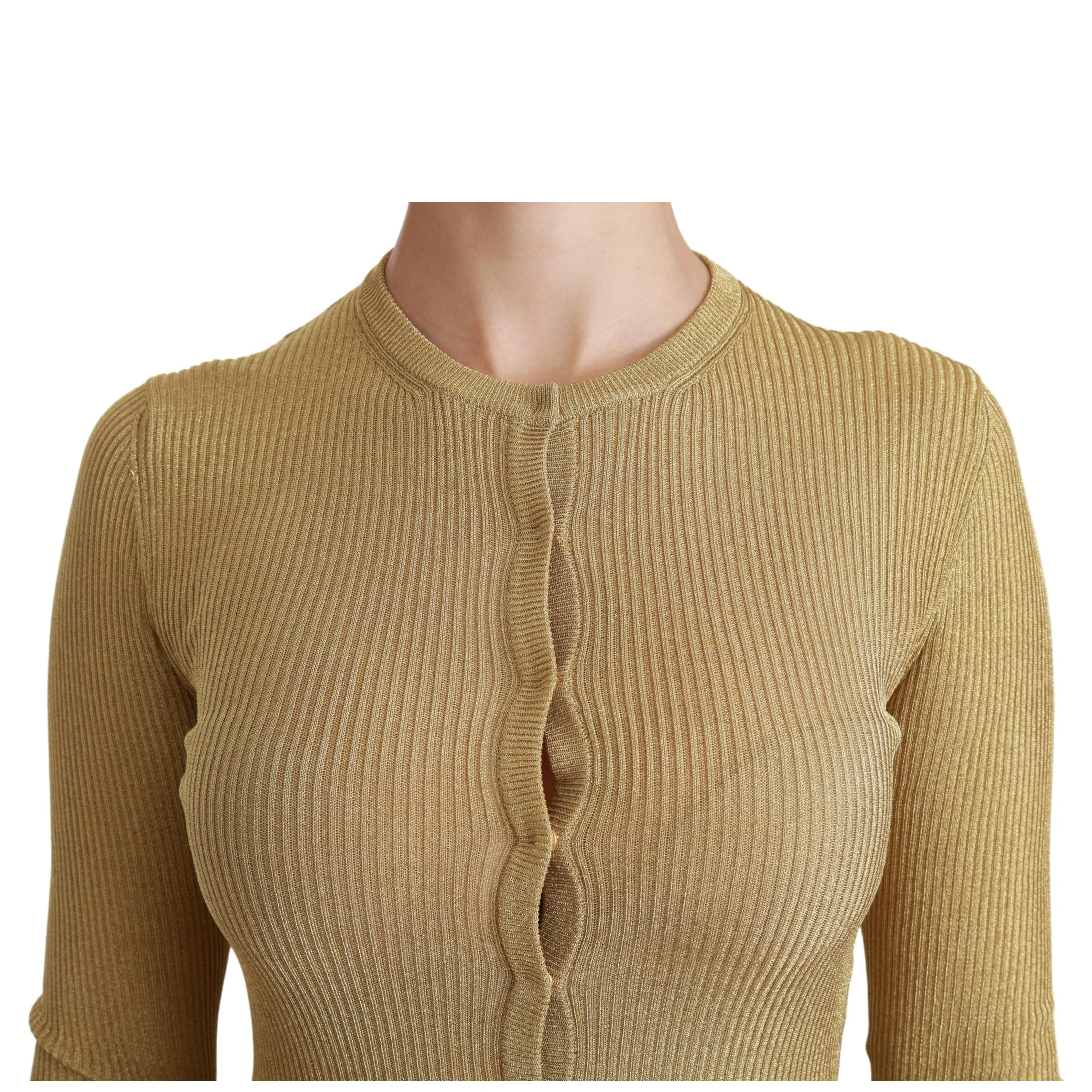 Gold Long Sleeve Cardigan Viscose Sweater