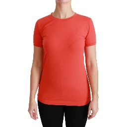 Red Crewneck Short Sleeve T-shirt Cotton Top
