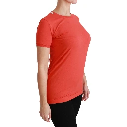 Red Crewneck Short Sleeve T-shirt Cotton Top