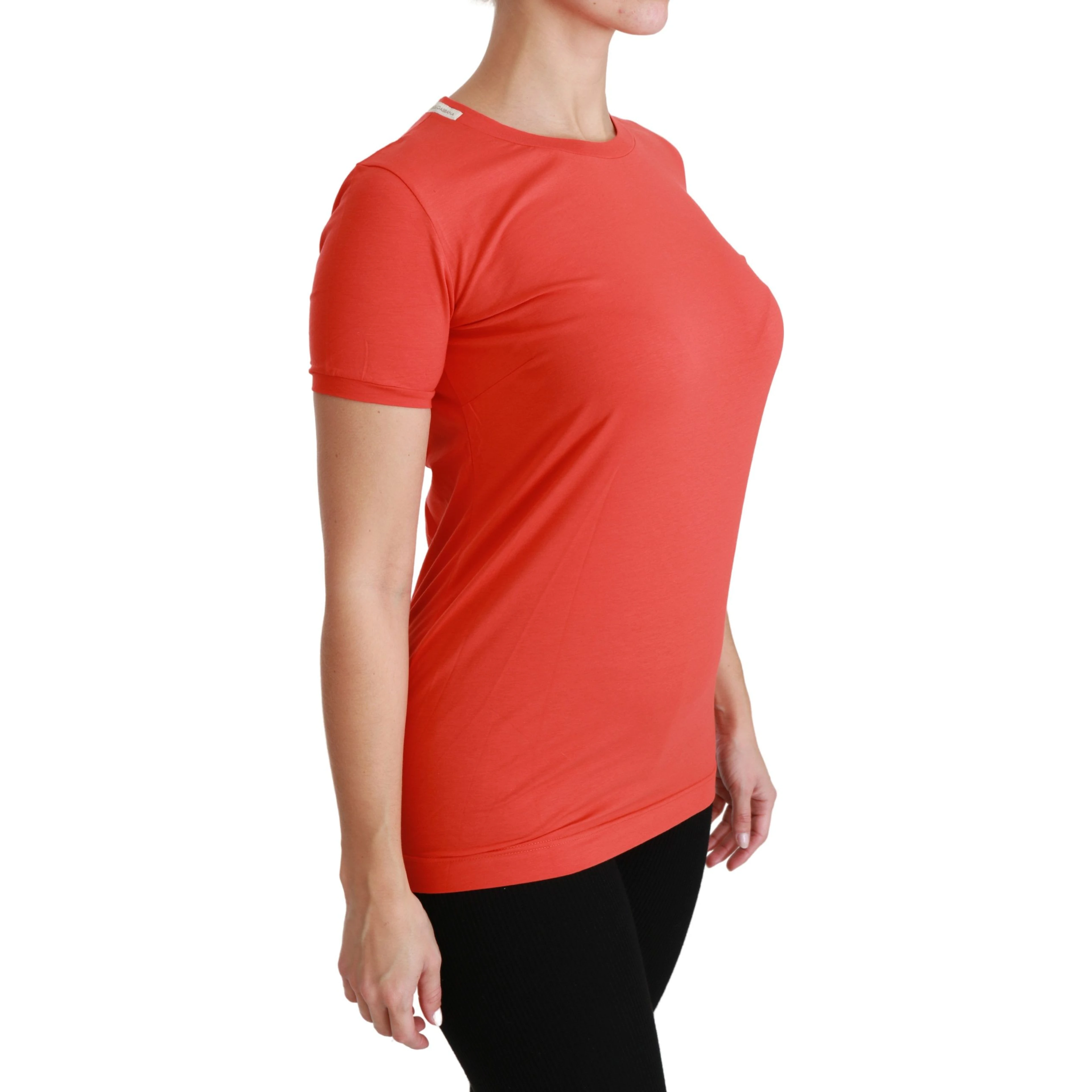 Red Crewneck Short Sleeve T-shirt Cotton Top