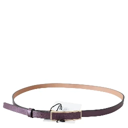 Gold Logo Buckle Waist Leather Skinny Belt