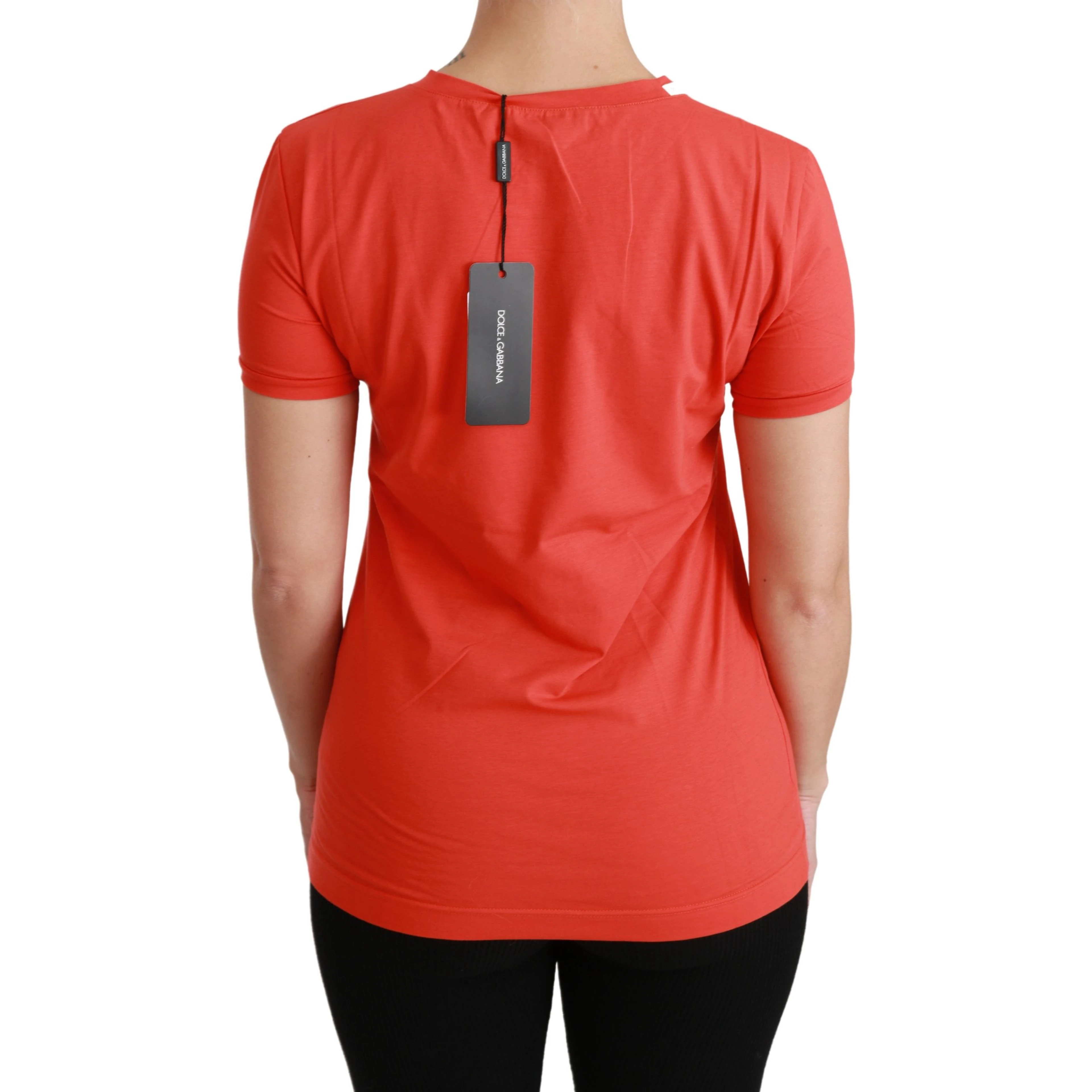 Red Crewneck Short Sleeve T-shirt Cotton Top