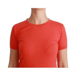 Red Crewneck Short Sleeve T-shirt Cotton Top