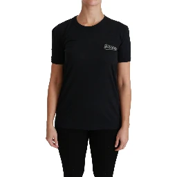Blue Amore Patch Crewneck Cotton Top T-shirt