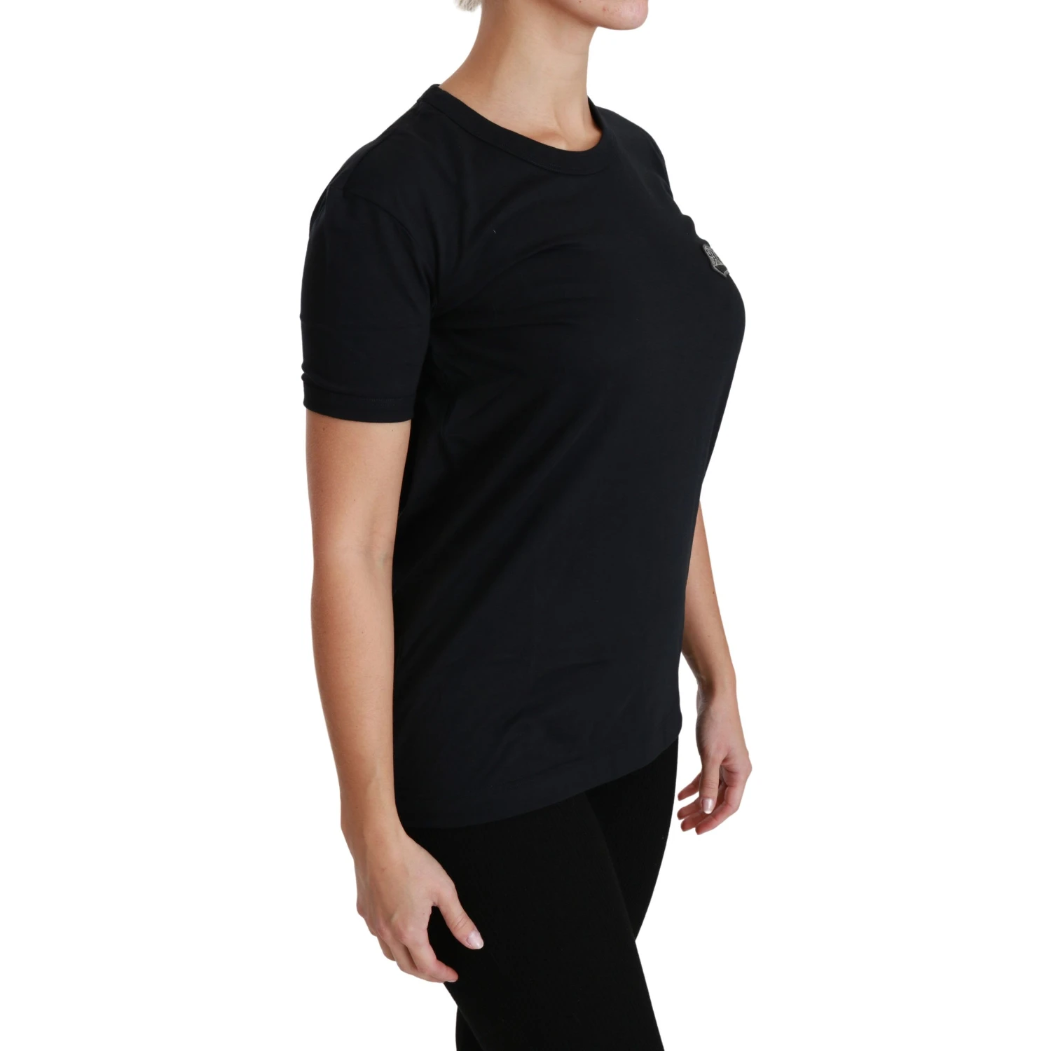 Blue Amore Patch Crewneck Cotton Top T-shirt
