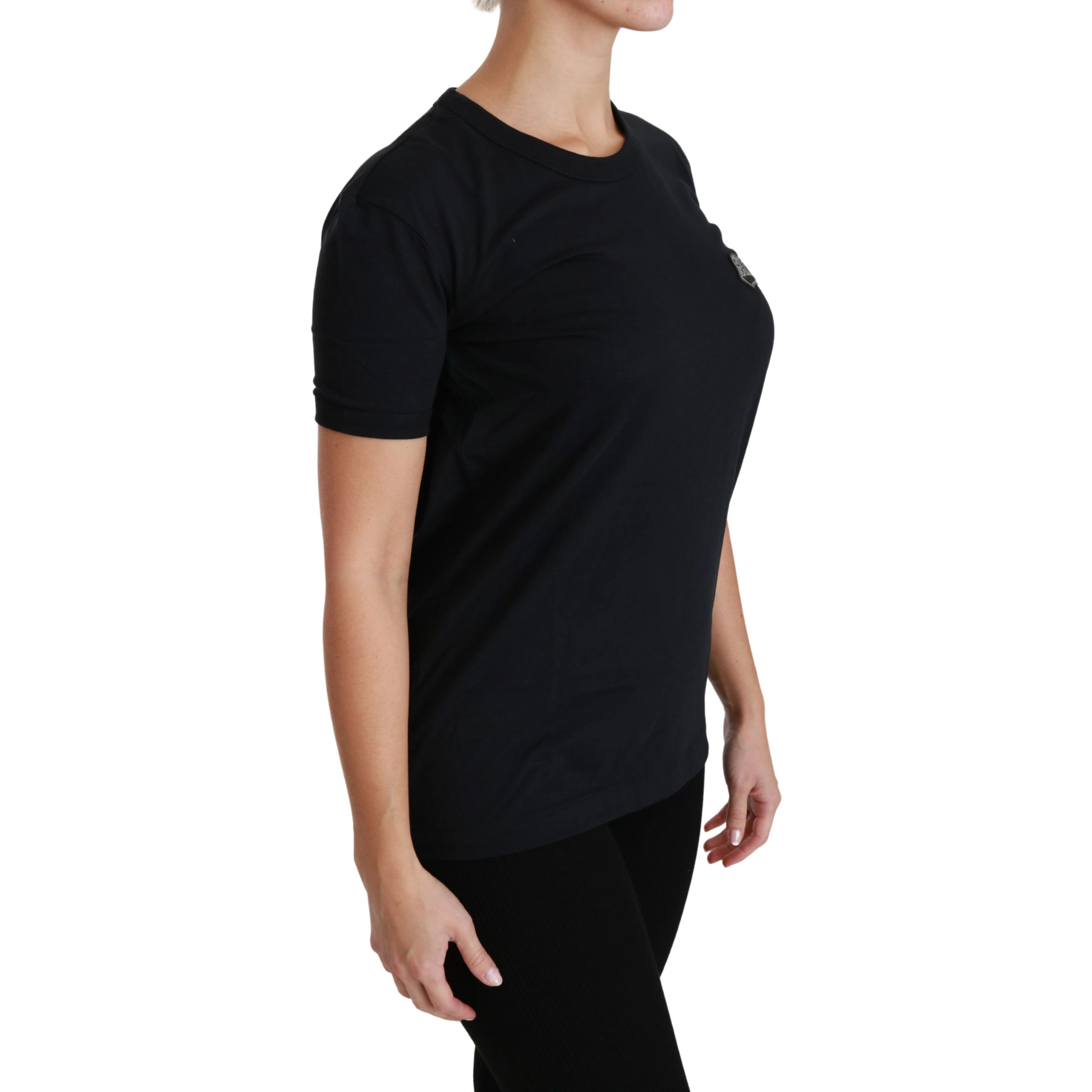 Blue Amore Patch Crewneck Cotton Top T-shirt