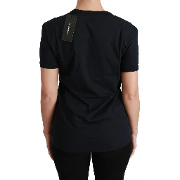 Blue Amore Patch Crewneck Cotton Top T-shirt