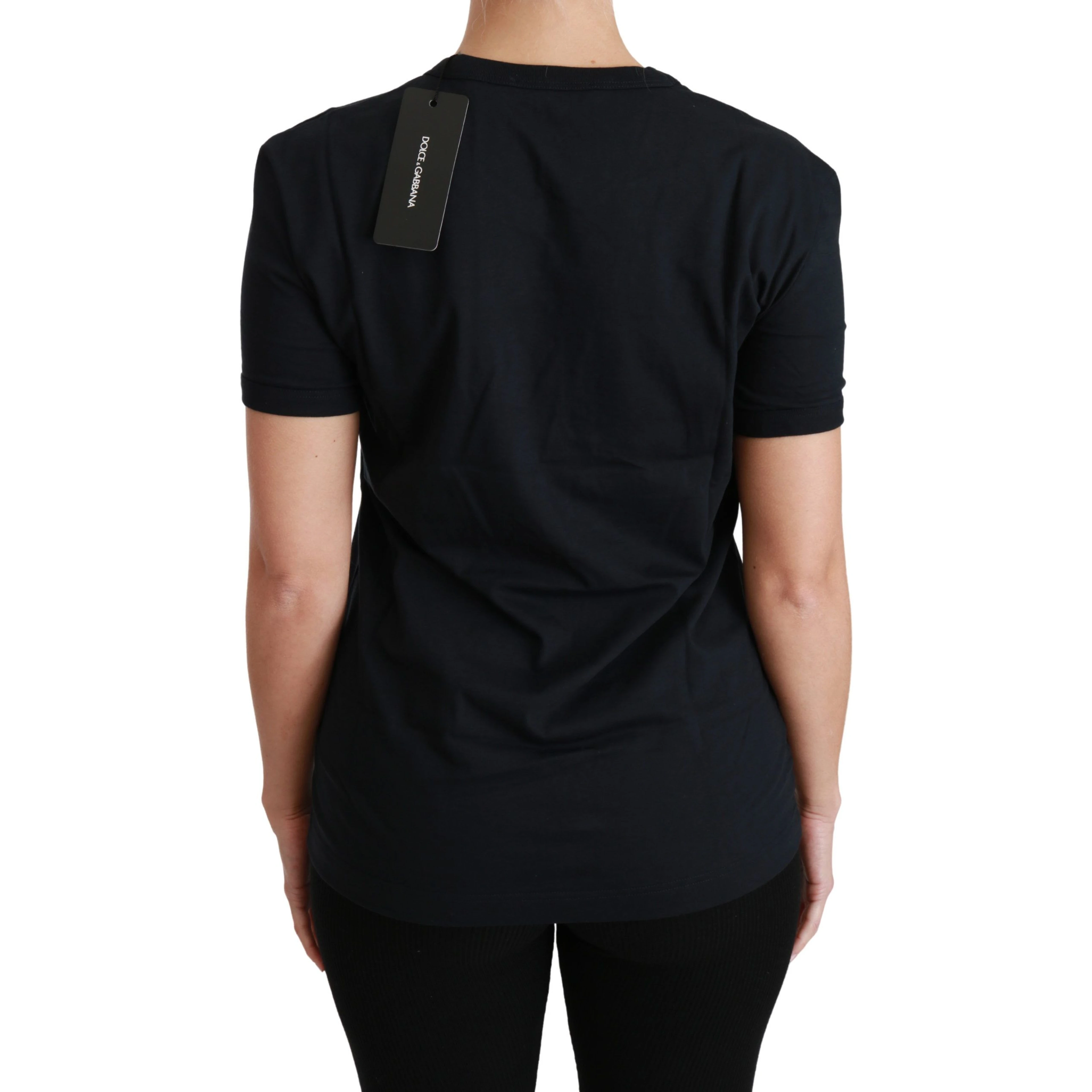 Blue Amore Patch Crewneck Cotton Top T-shirt