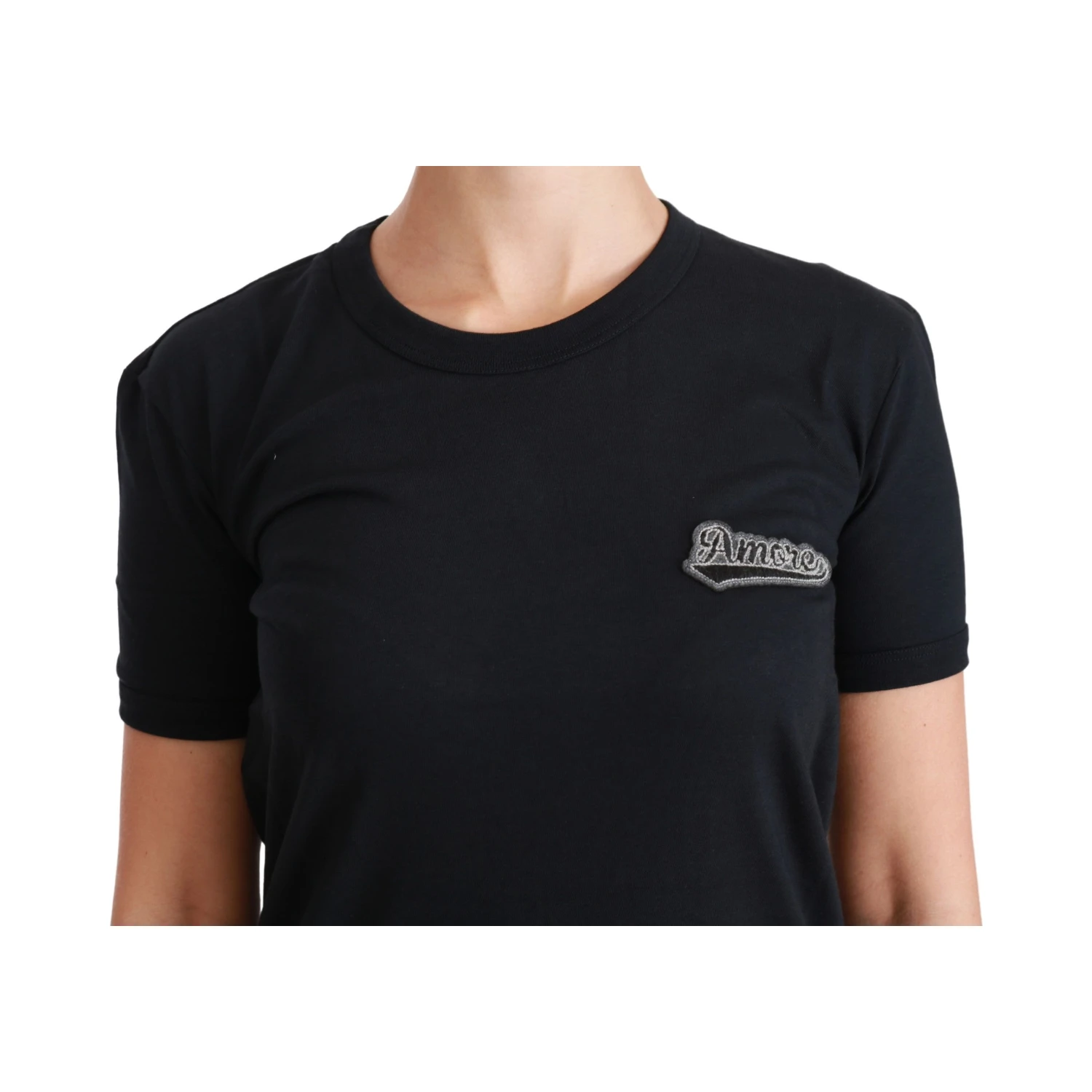 Blue Amore Patch Crewneck Cotton Top T-shirt