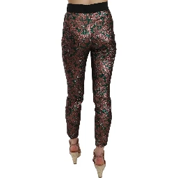 Multicolor Iridescent Brocade Jacquard Trousers Crop Pants