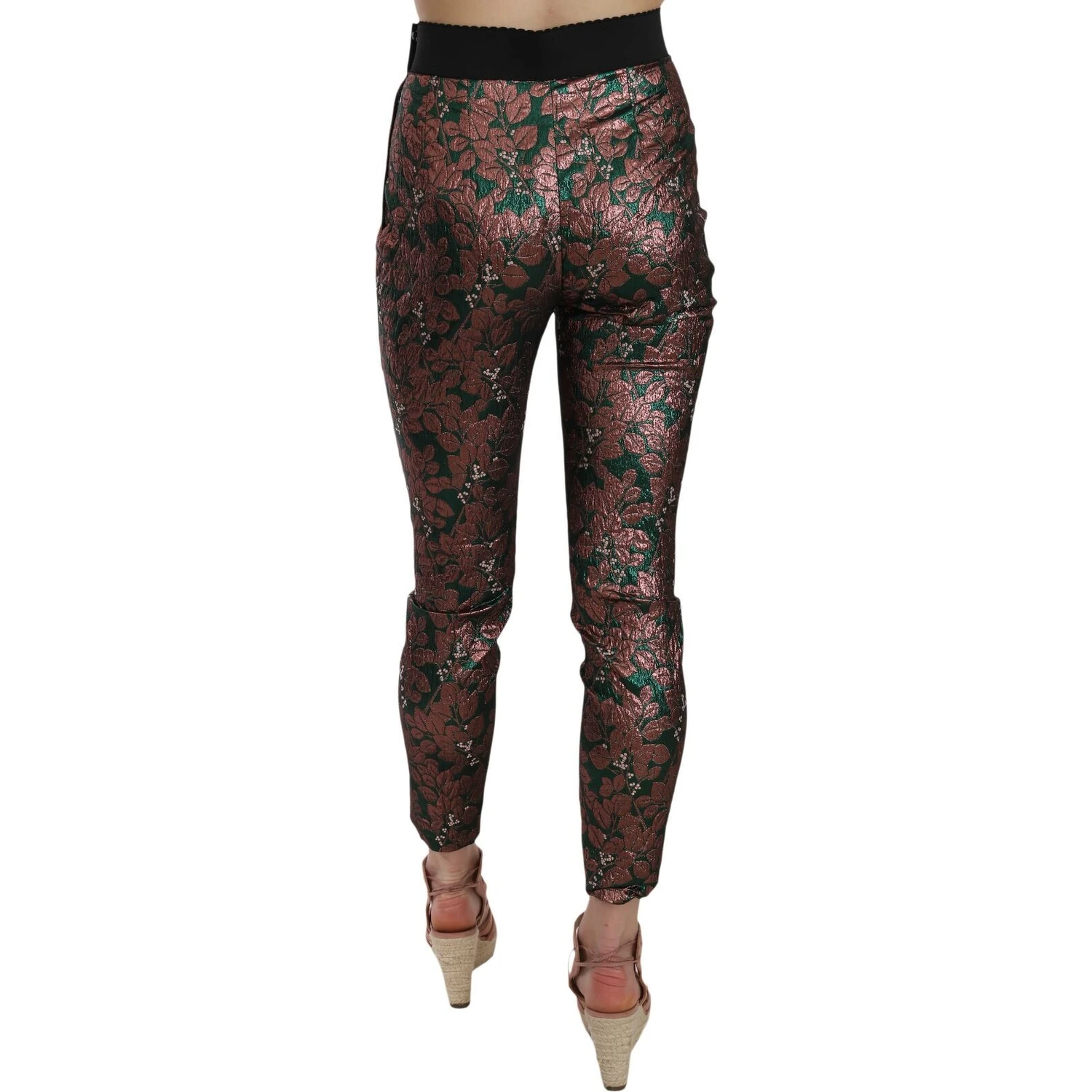 Multicolor Iridescent Brocade Jacquard Trousers Crop Pants